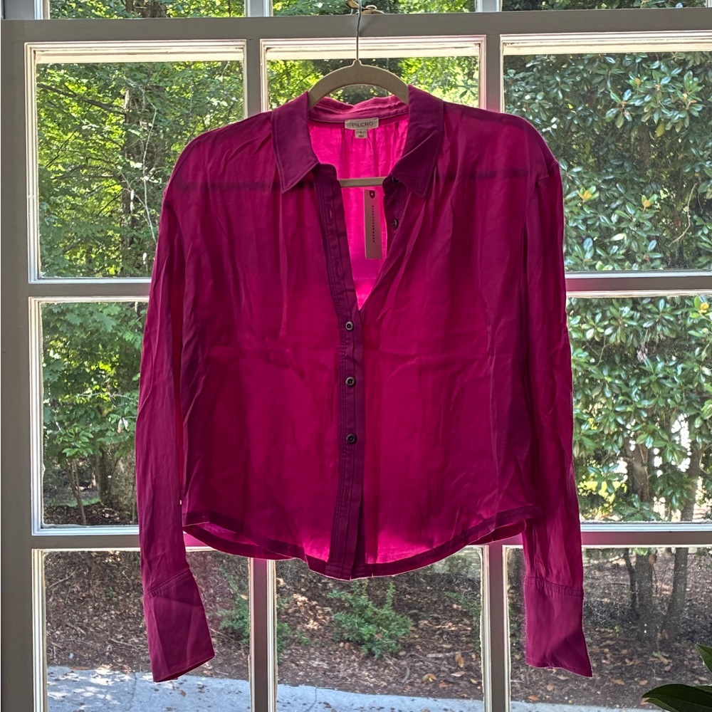 Anthropologie Vibrant Pink Button-Down Shirt